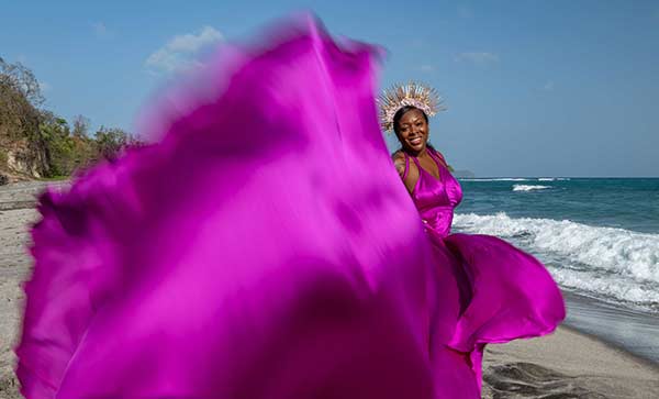 St Lucia Flying Dress billowing in the wind